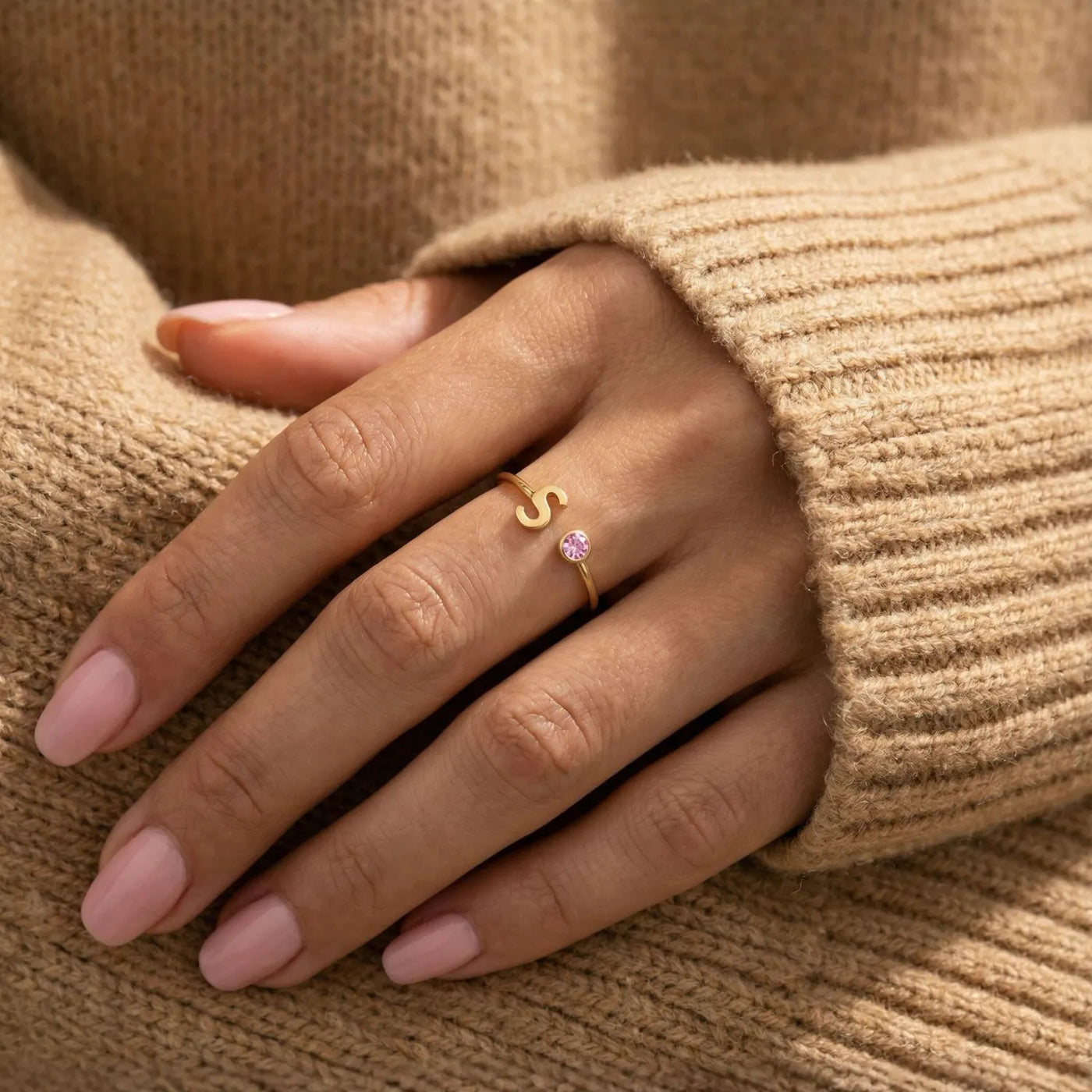 Letter & Birthstone Ring - CELINE | Personalize in Gold/Silver