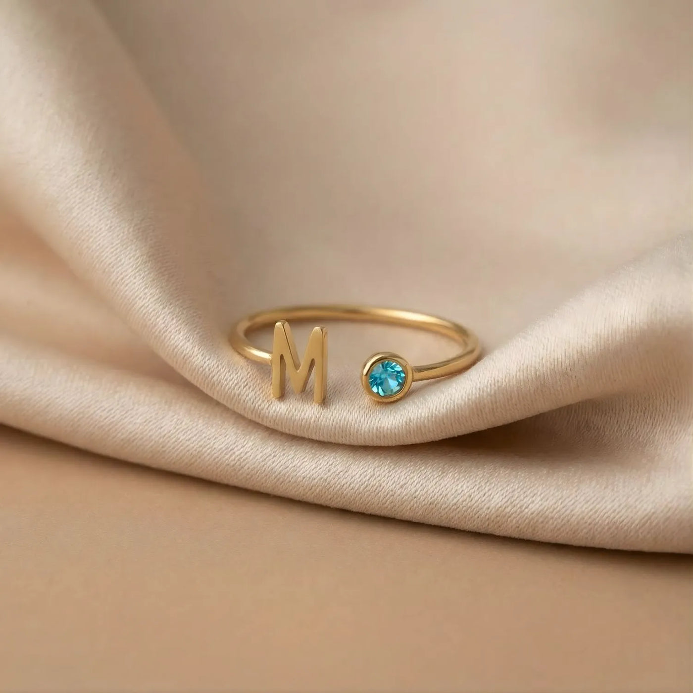 Letter & Birthstone Ring - CELINE | Personalize in Gold/Silver