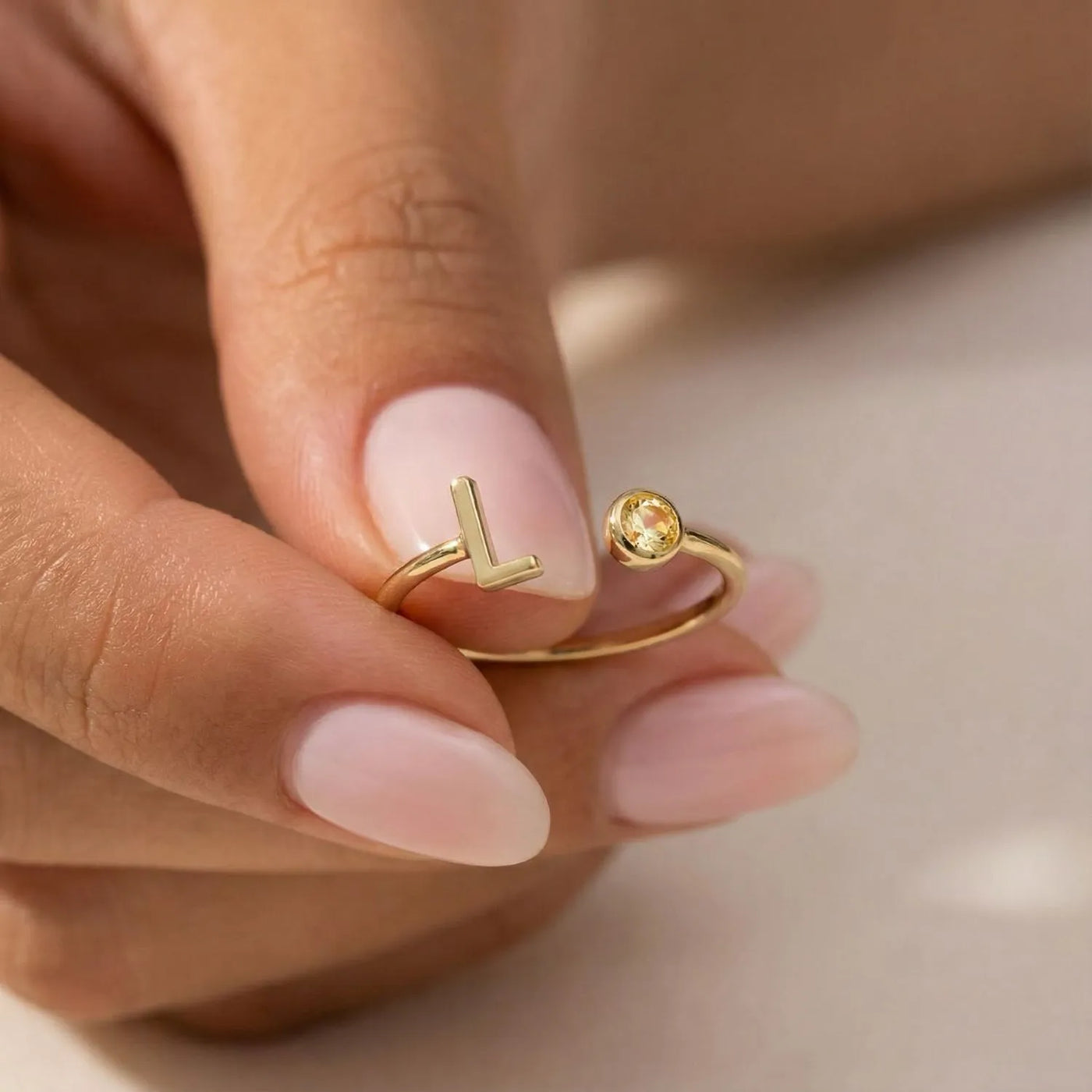 Letter & Birthstone Ring - CELINE | Personalize in Gold/Silver