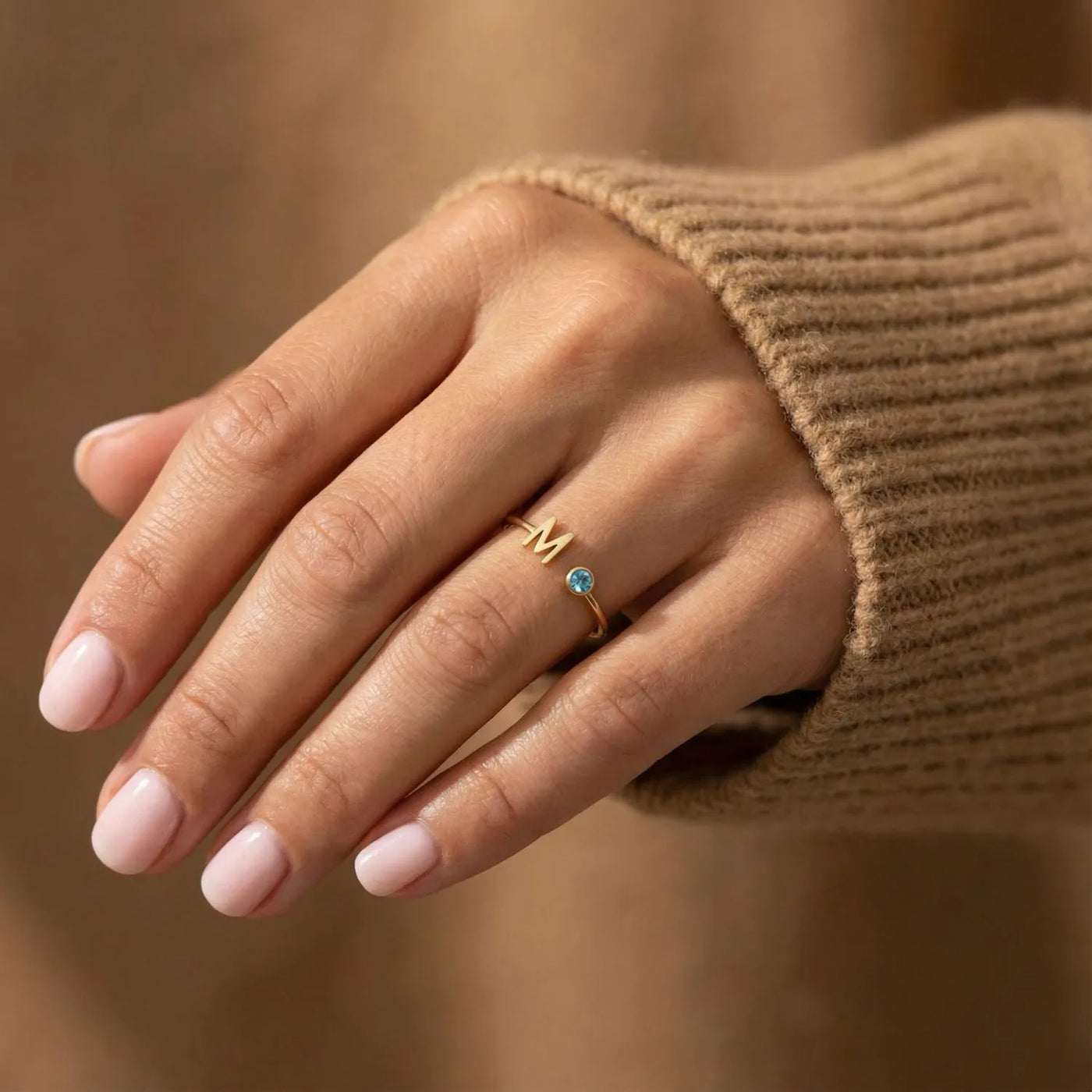Letter & Birthstone Ring - CELINE | Personalize in Gold/Silver