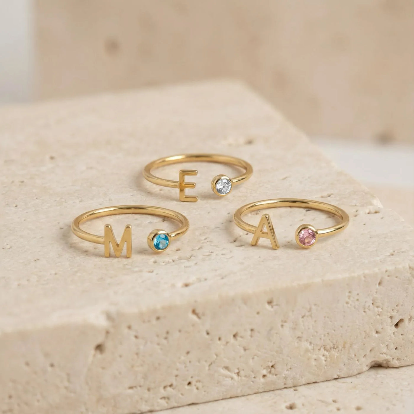Letter & Birthstone Ring - CELINE | Personalize in Gold/Silver